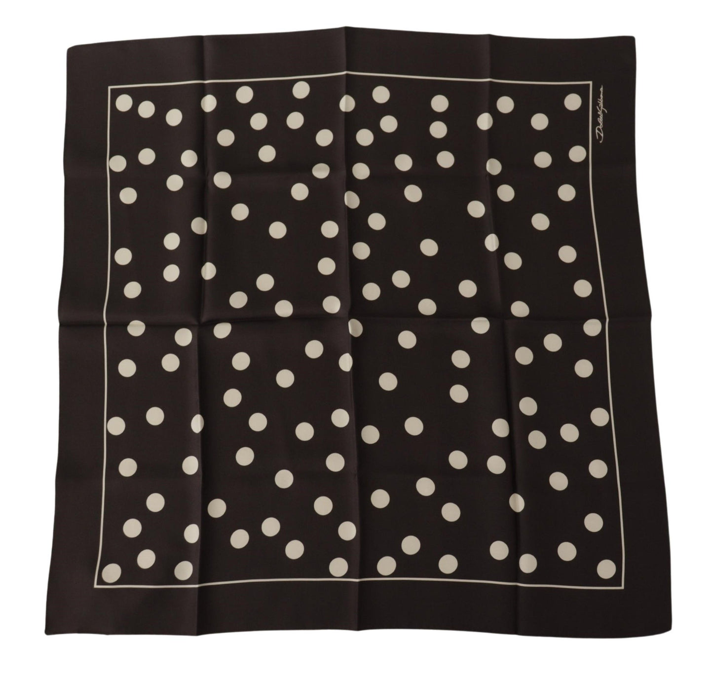 Dolce &amp; Gabbana Foulard mouchoir bandana carré à pois en soie noire