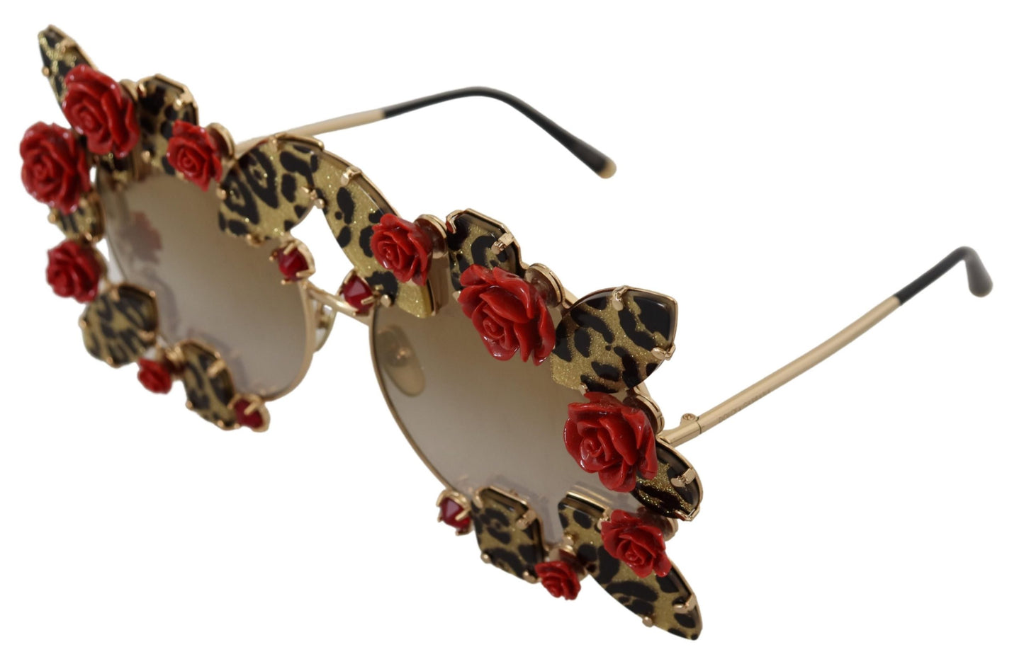 Lunettes de soleil Dolce &amp; Gabbana à monture en métal doré ornées de roses DG2207B