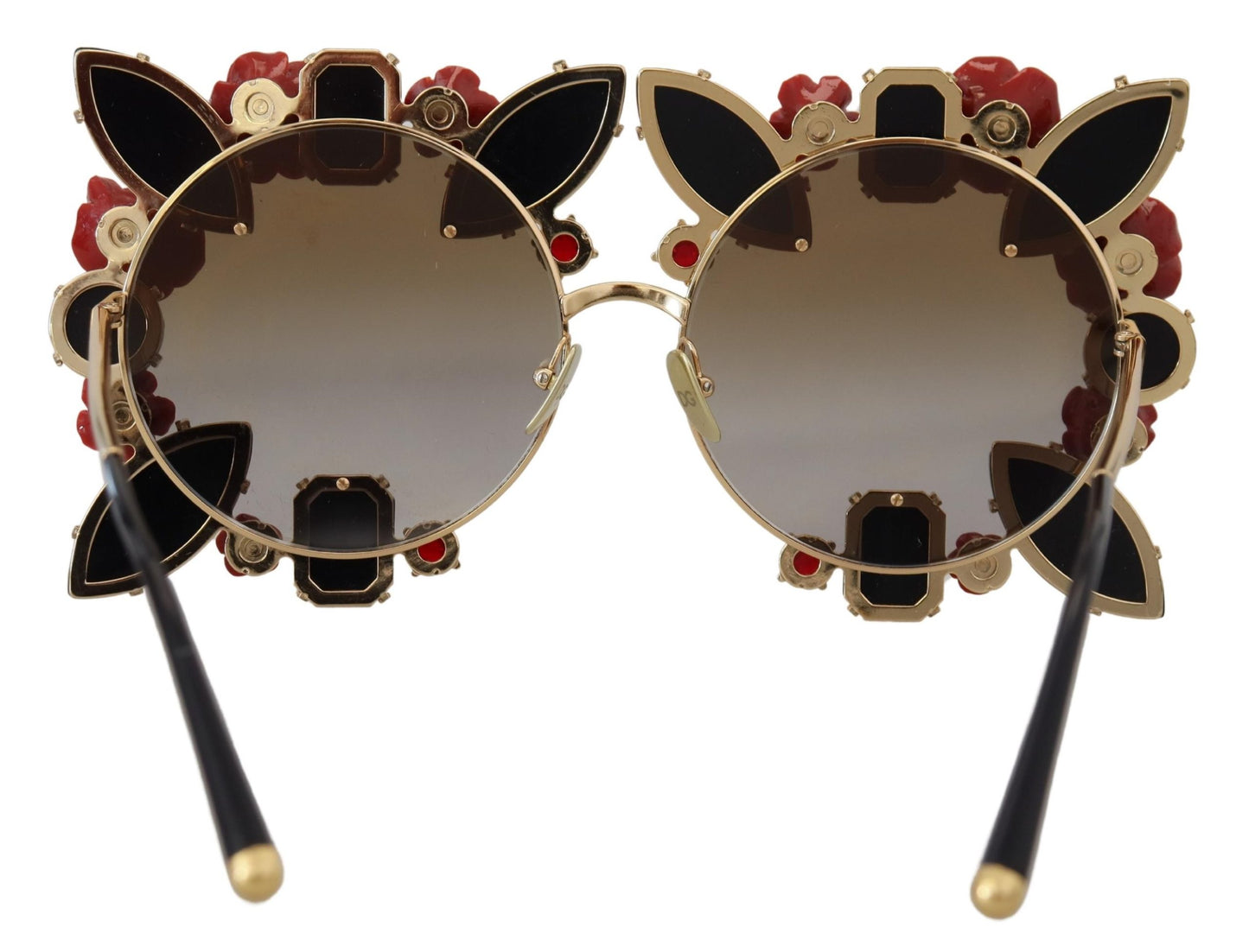 Lunettes de soleil Dolce &amp; Gabbana à monture en métal doré ornées de roses DG2207B