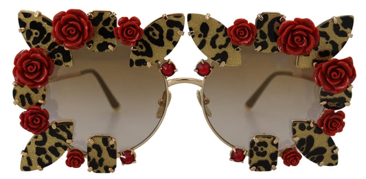 Lunettes de soleil Dolce &amp; Gabbana à monture en métal doré ornées de roses DG2207B