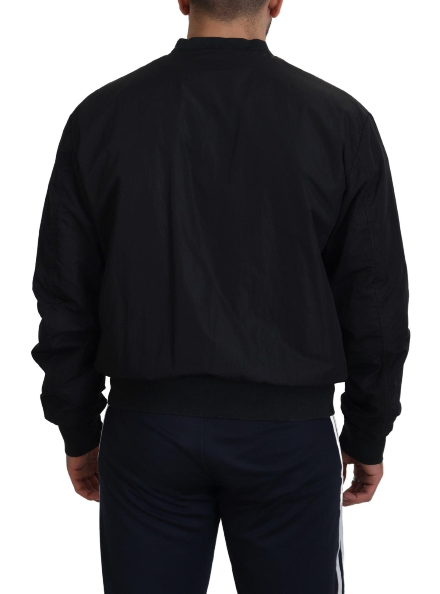 Dolce &amp; Gabbana Blouson aviateur zippé à logo en nylon noir