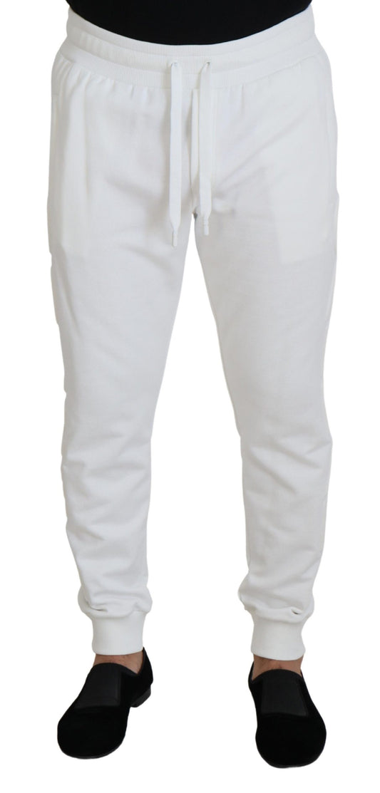 Dolce &amp; Gabbana Pantalon de survêtement en coton avec logo sport blanc