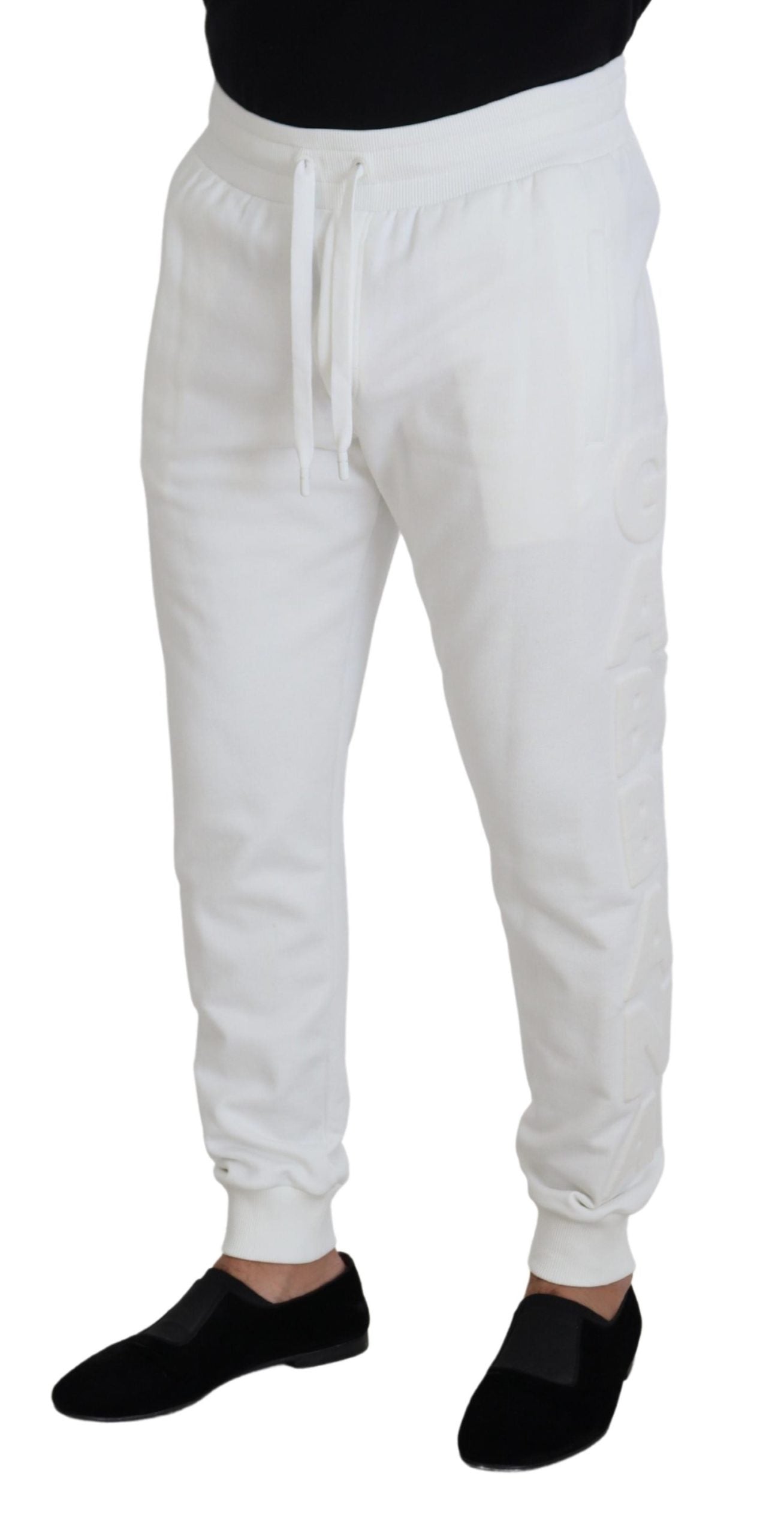 Dolce &amp; Gabbana Pantalon de survêtement en coton avec logo sport blanc