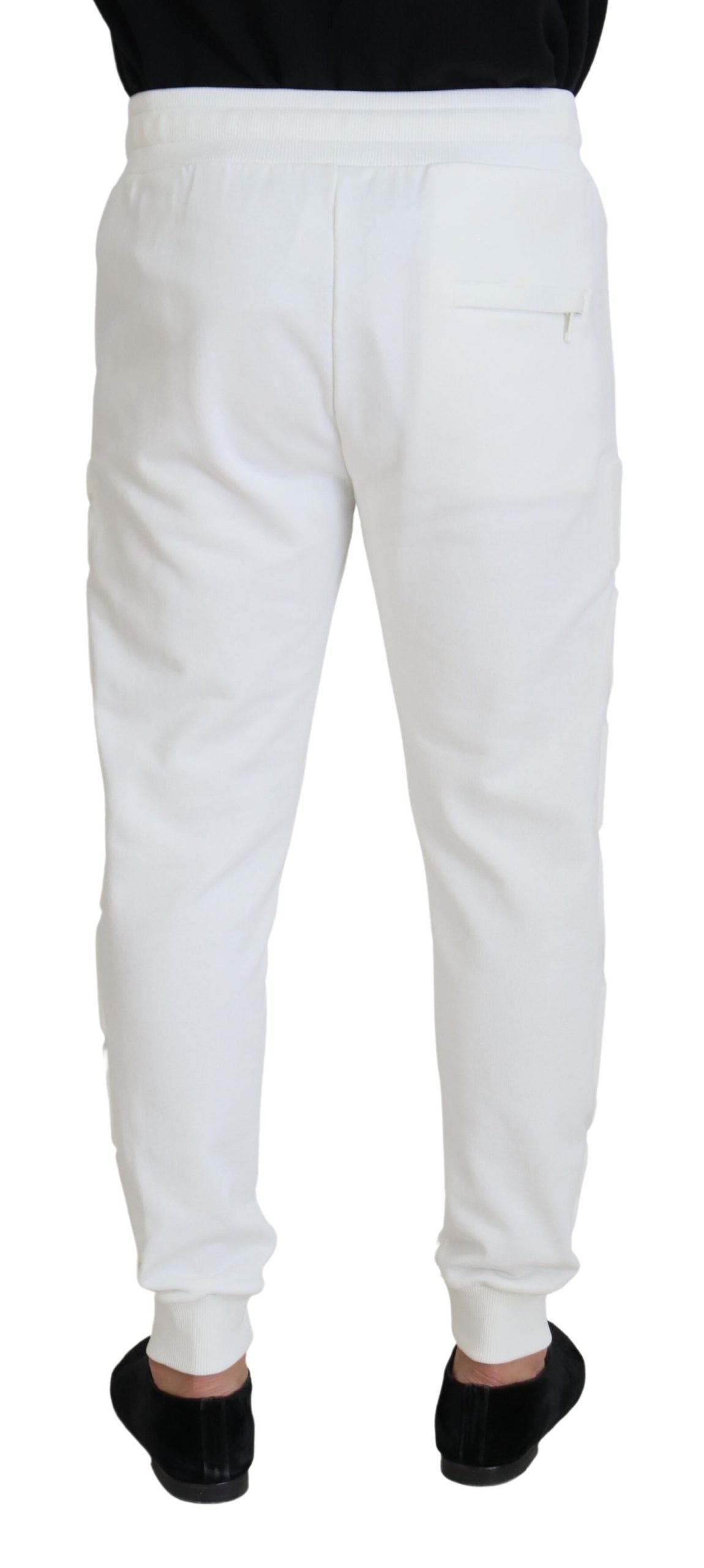 Dolce &amp; Gabbana Pantalon de survêtement en coton avec logo sport blanc