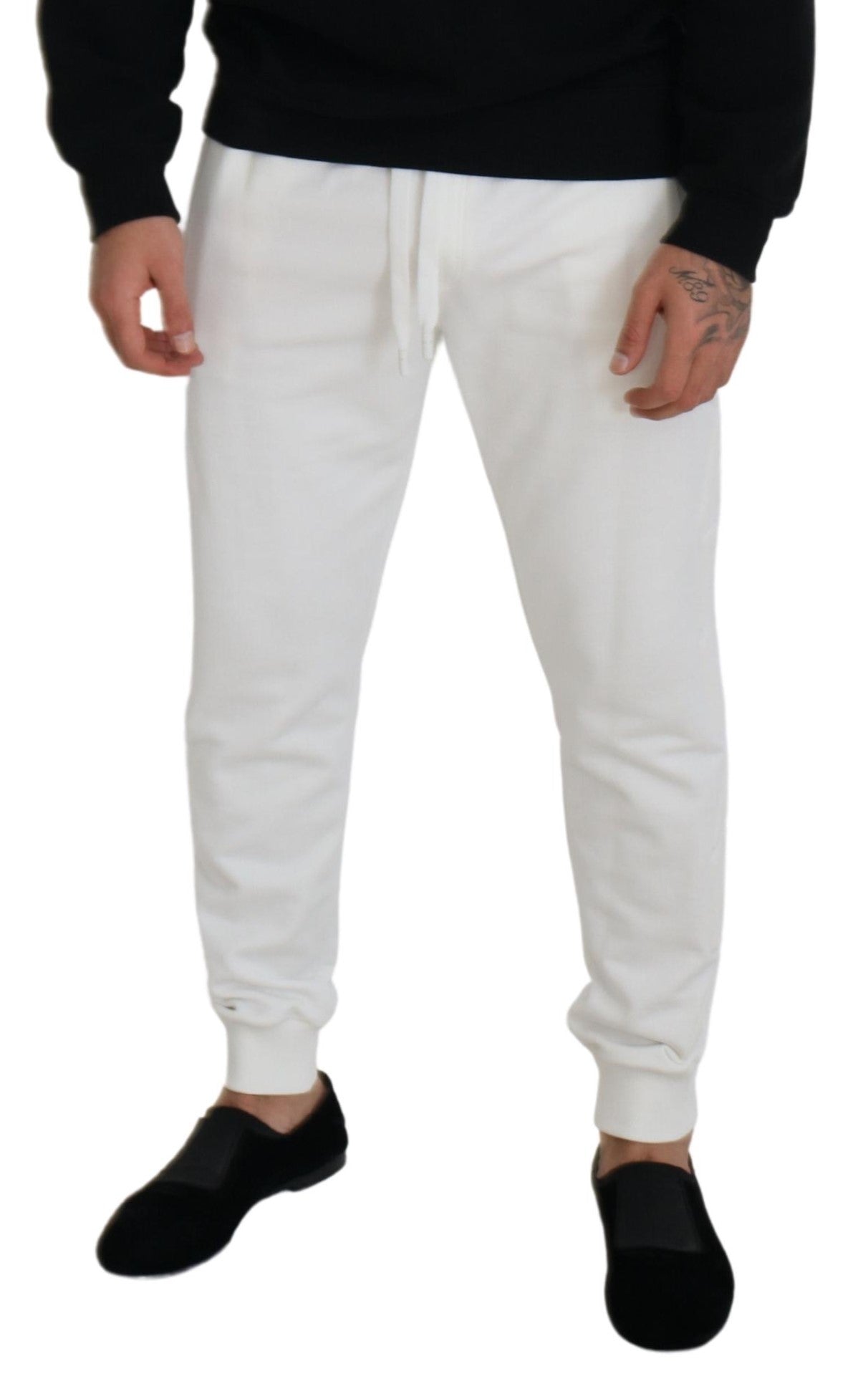 Dolce &amp; Gabbana Pantalon de survêtement en coton avec logo sport blanc