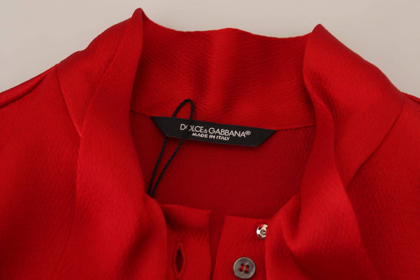 Dolce &amp; Gabbana Haut chemisier rouge à manches longues et col Ascot