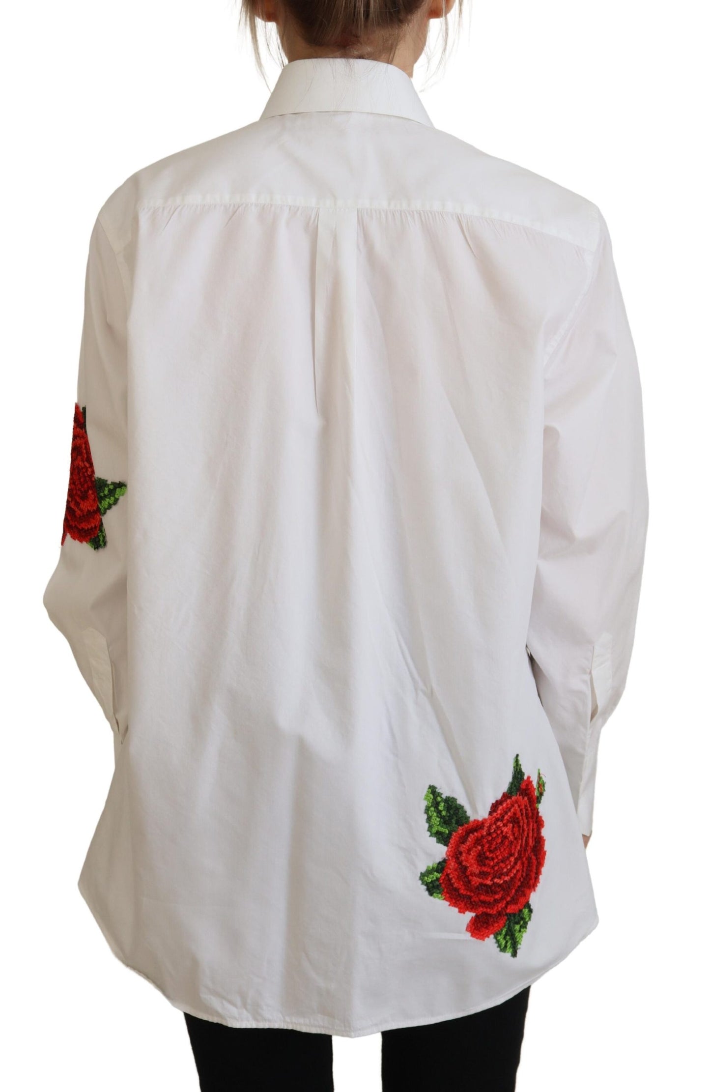 Dolce &amp; Gabbana Haut de chemise brodé de fleurs en coton blanc