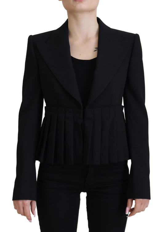 Schwarze einreihige Blazer-Wolljacke von Dolce &amp; Gabbana