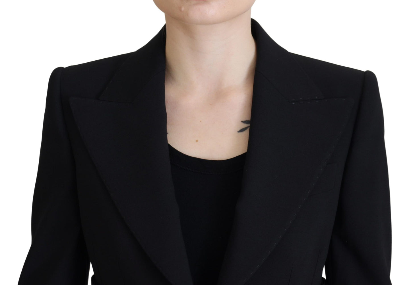 Dolce &amp; Gabbana Veste blazer noire en laine à simple boutonnage