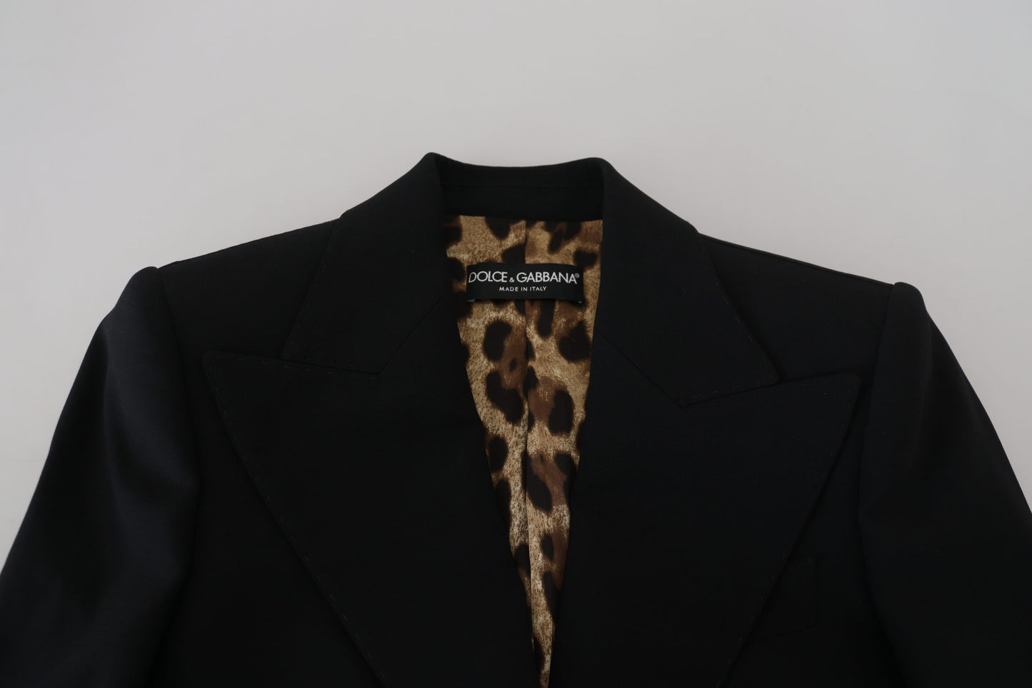 Dolce &amp; Gabbana Veste blazer noire en laine à simple boutonnage