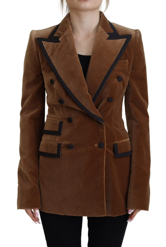 Dolce &amp; Gabbana Veste en coton blazer croisé marron