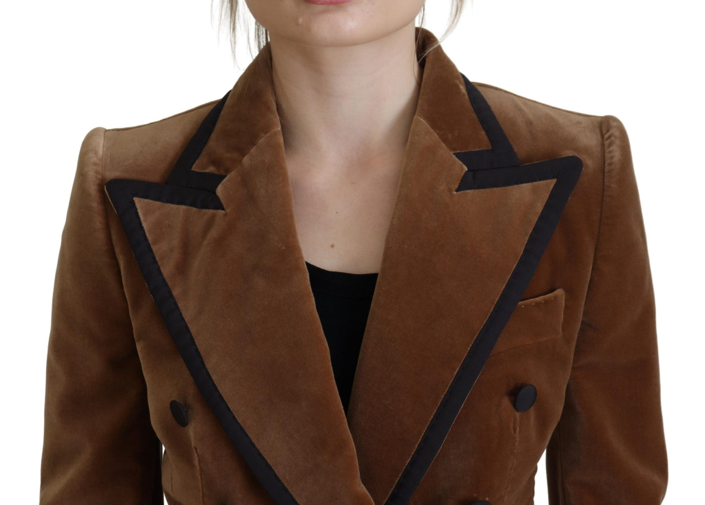 Dolce &amp; Gabbana Veste en coton blazer croisé marron