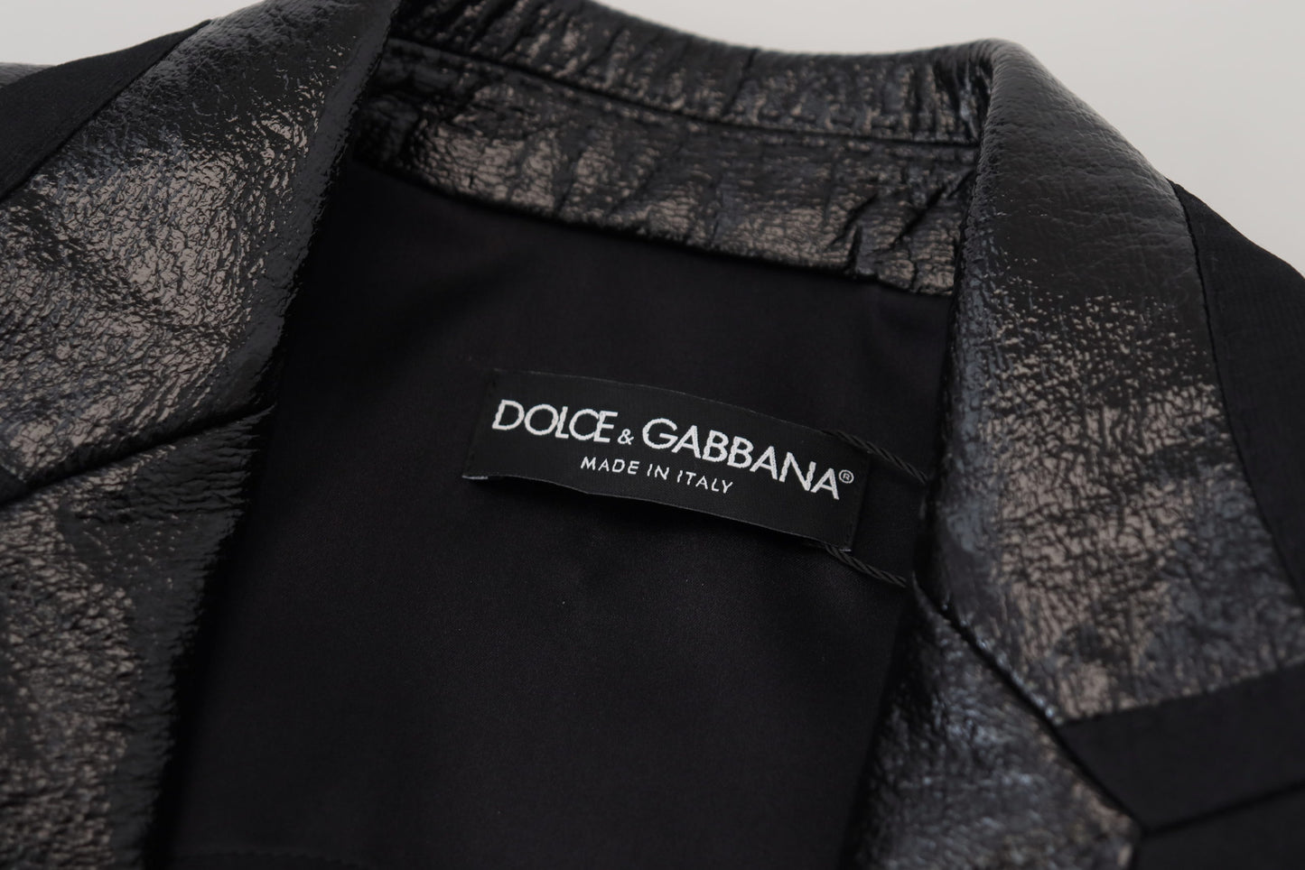 Dolce &amp; Gabbana – Schwarze, langärmlige Crop-Blazer-Baumwolljacke