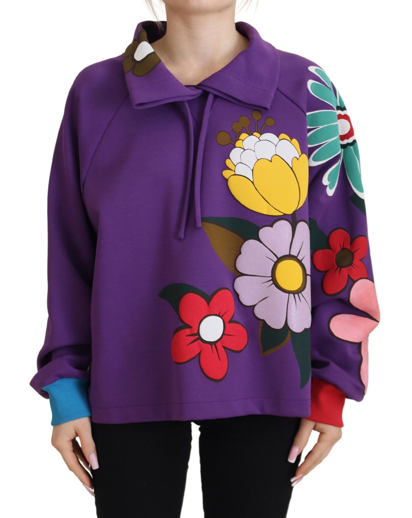 Dolce &amp; Gabbana Lila Pullover aus Baumwolle mit Blumendruck