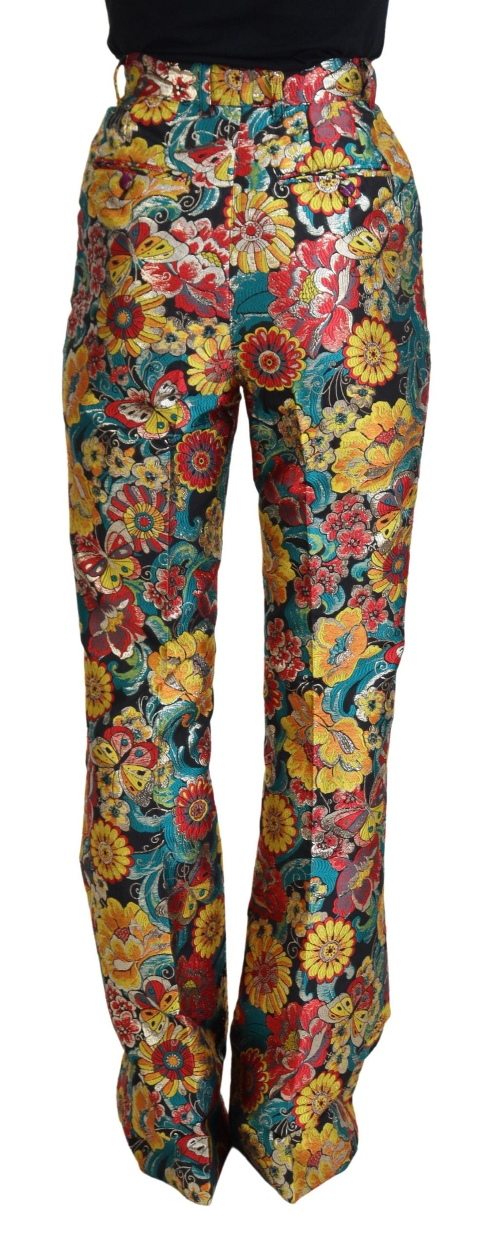 Dolce &amp; Gabbana Pantalon évasé à fleurs multicolores pour femmes