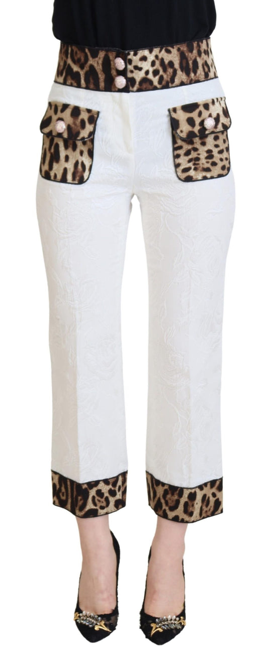 Dolce &amp; Gabbana Pantalon taille haute à imprimé léopard blanc