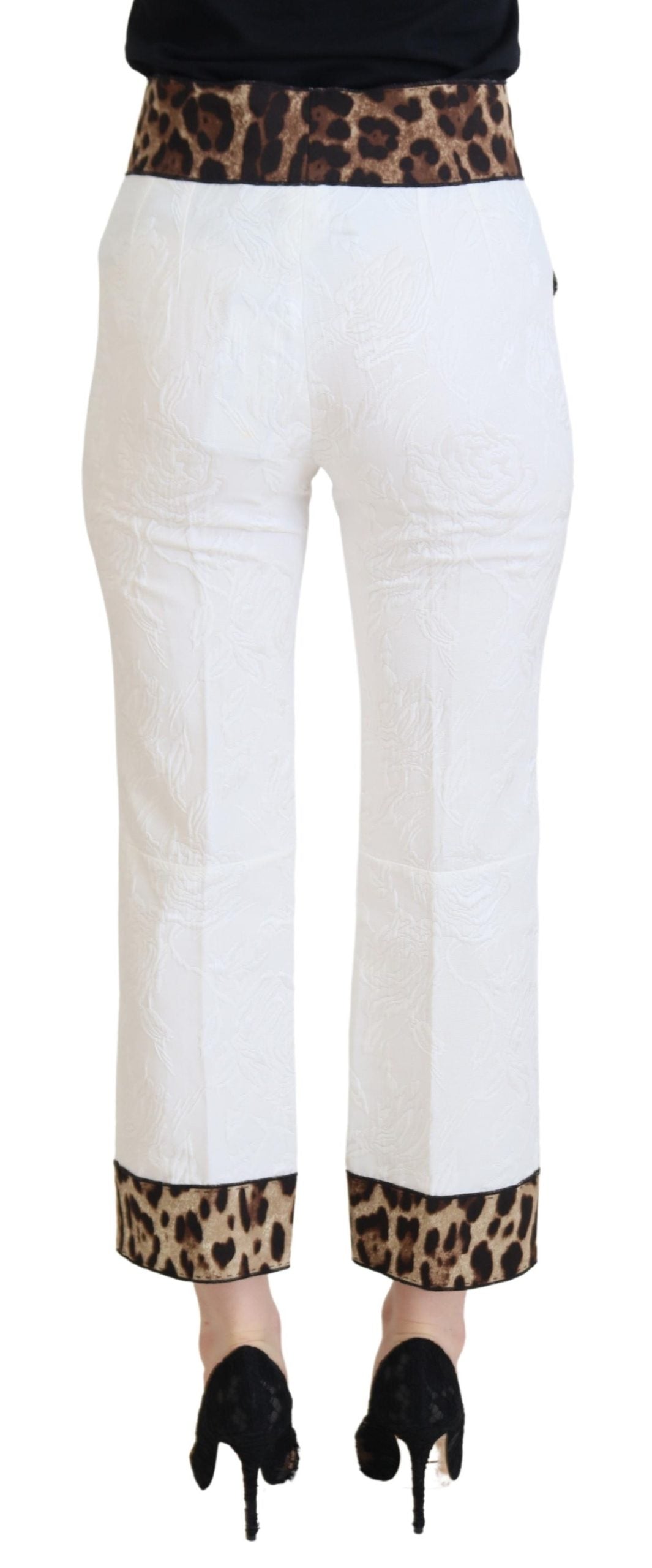 Dolce &amp; Gabbana Pantalon taille haute à imprimé léopard blanc