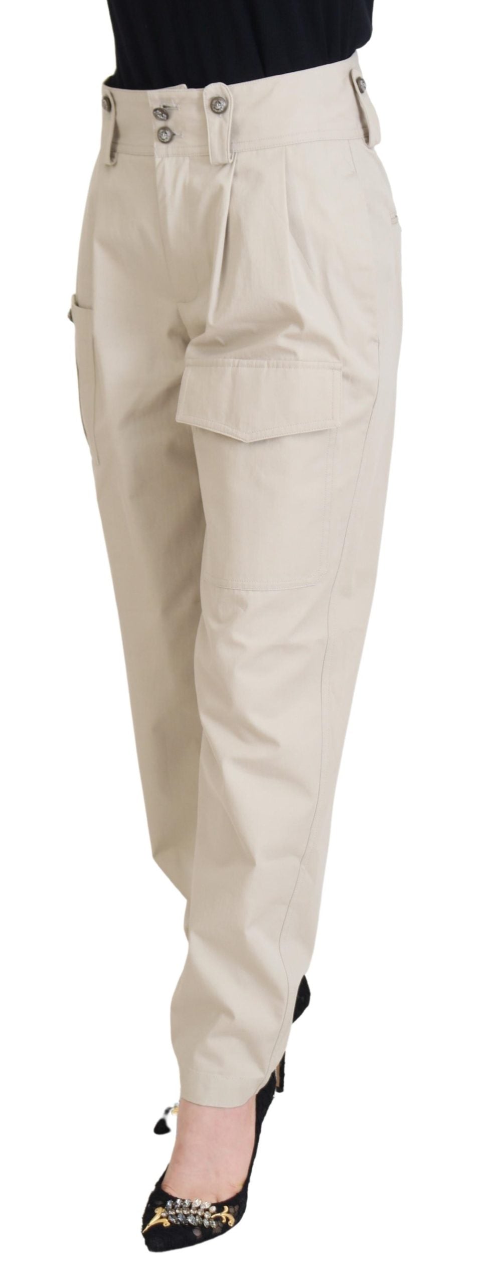 Dolce &amp; Gabbana Pantalon femme taille haute beige