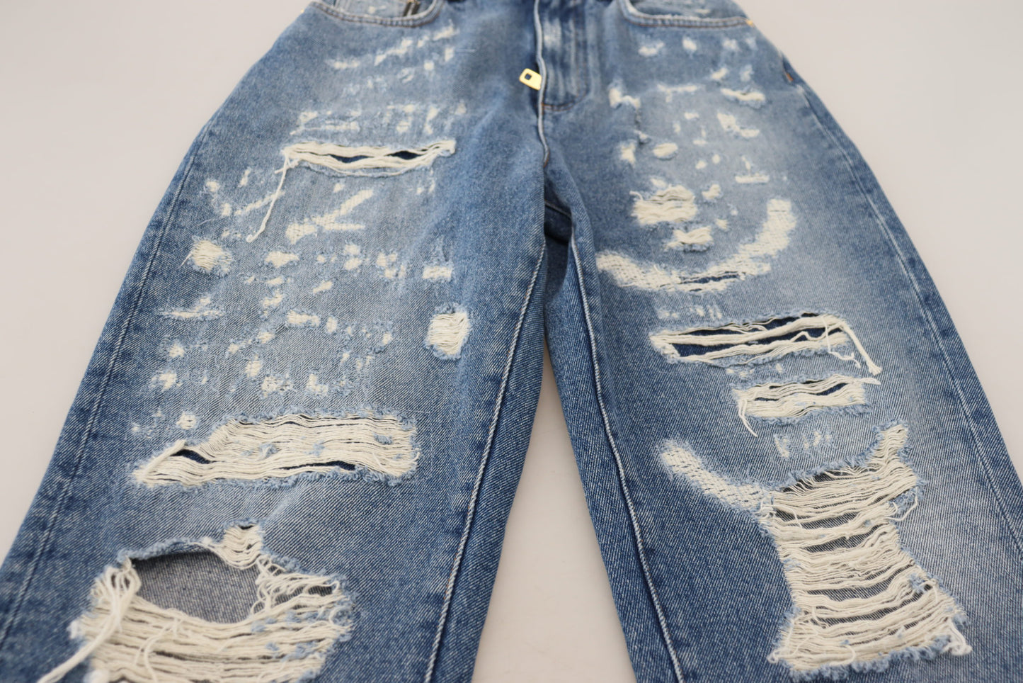 Dolce &amp; Gabbana Jean en denim en lambeaux de coton délavé bleu