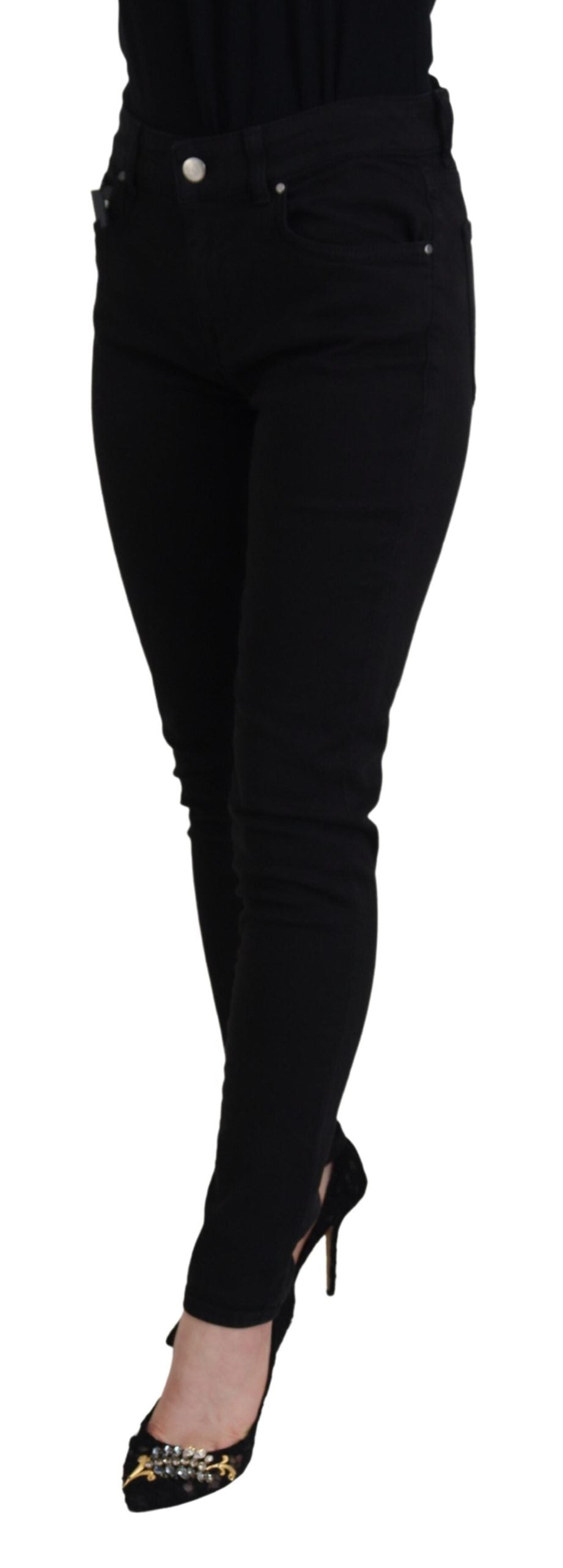 Dolce &amp; Gabbana Jean skinny taille moyenne en coton noir