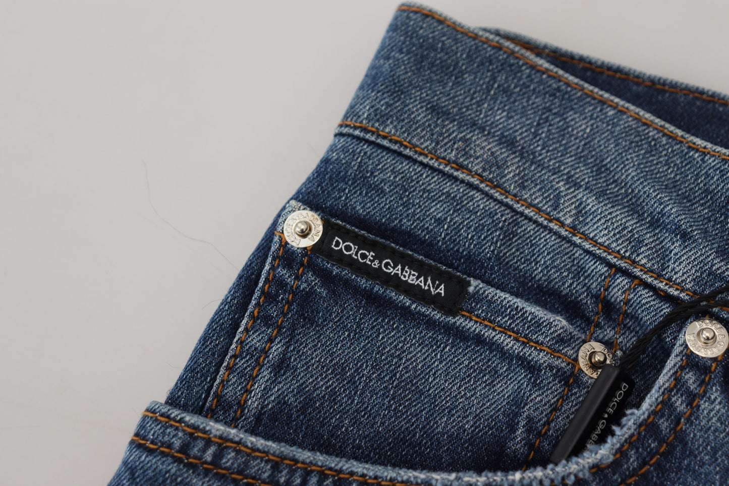 Dolce &amp; Gabbana Jean skinny bleu à carreaux dans le dos