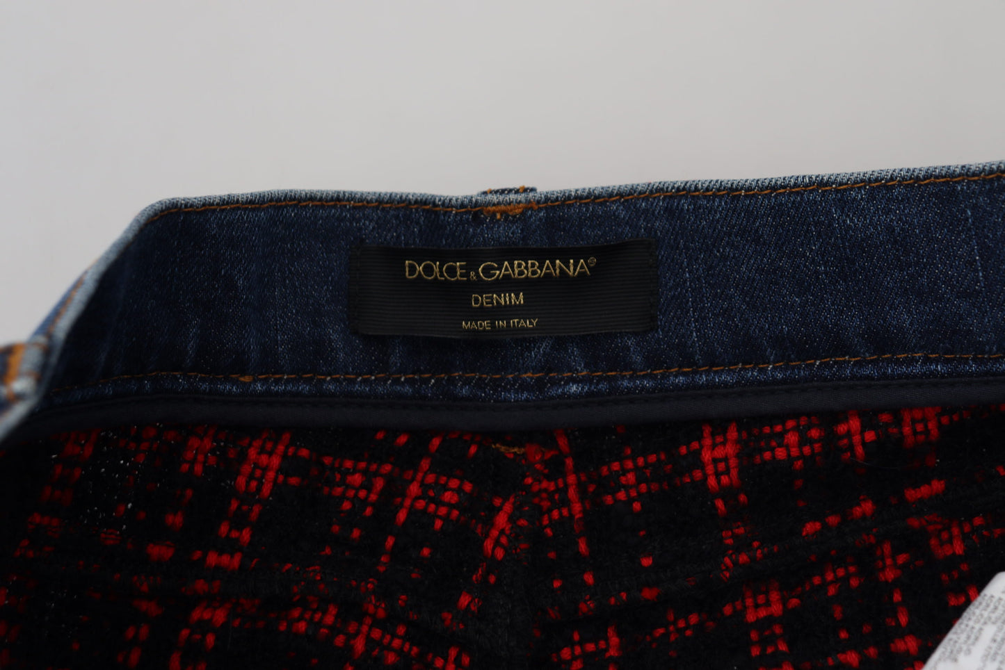 Dolce &amp; Gabbana Jean skinny bleu à carreaux dans le dos