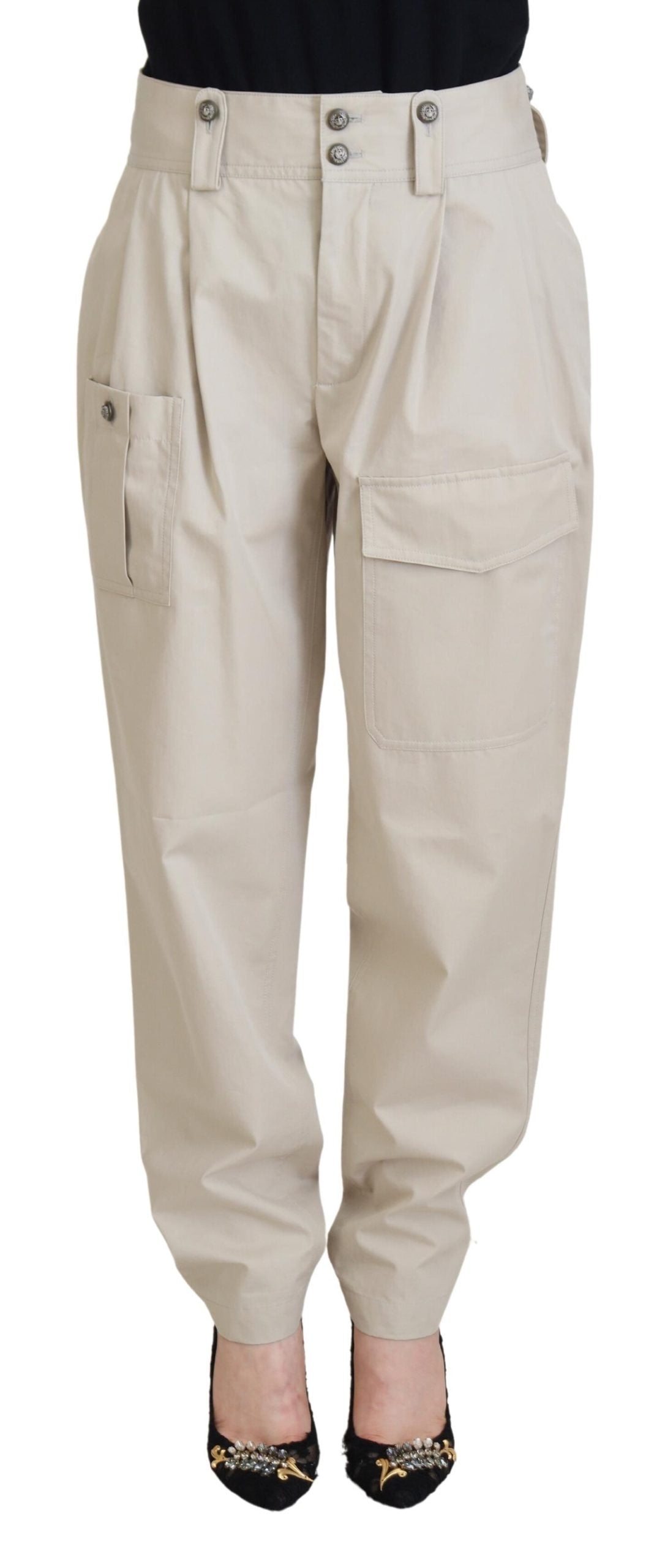 Dolce &amp; Gabbana Pantalon cargo femme en coton beige