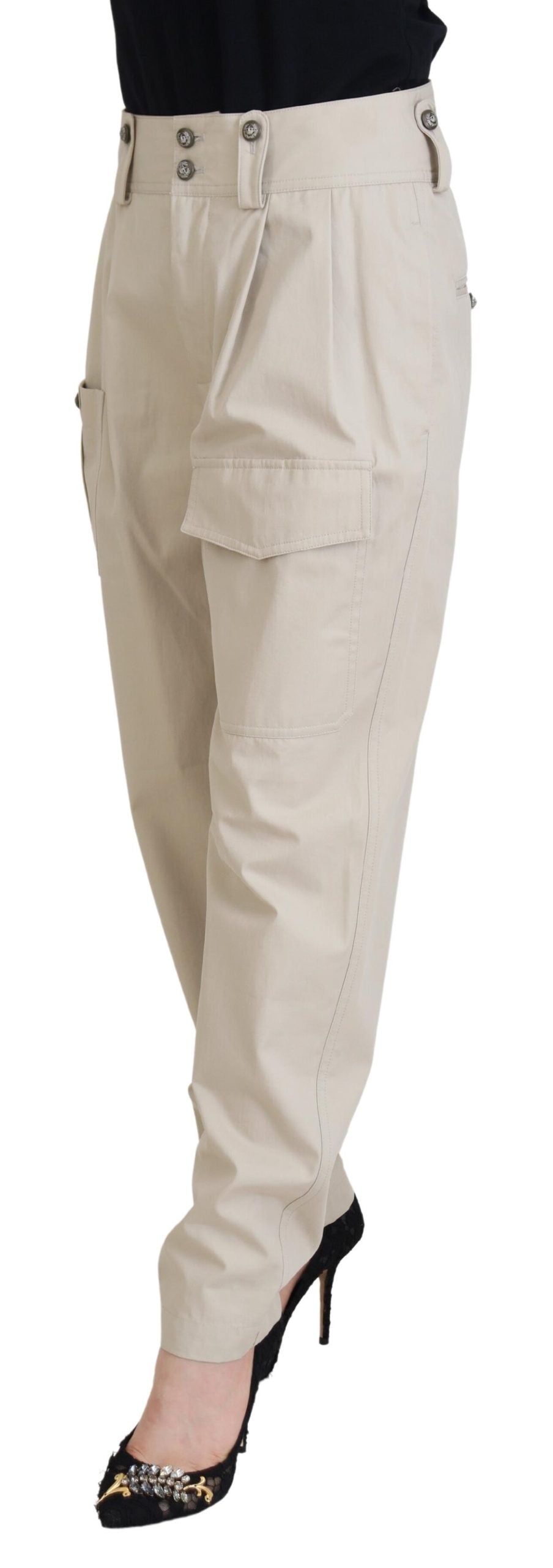 Dolce &amp; Gabbana Pantalon cargo femme en coton beige