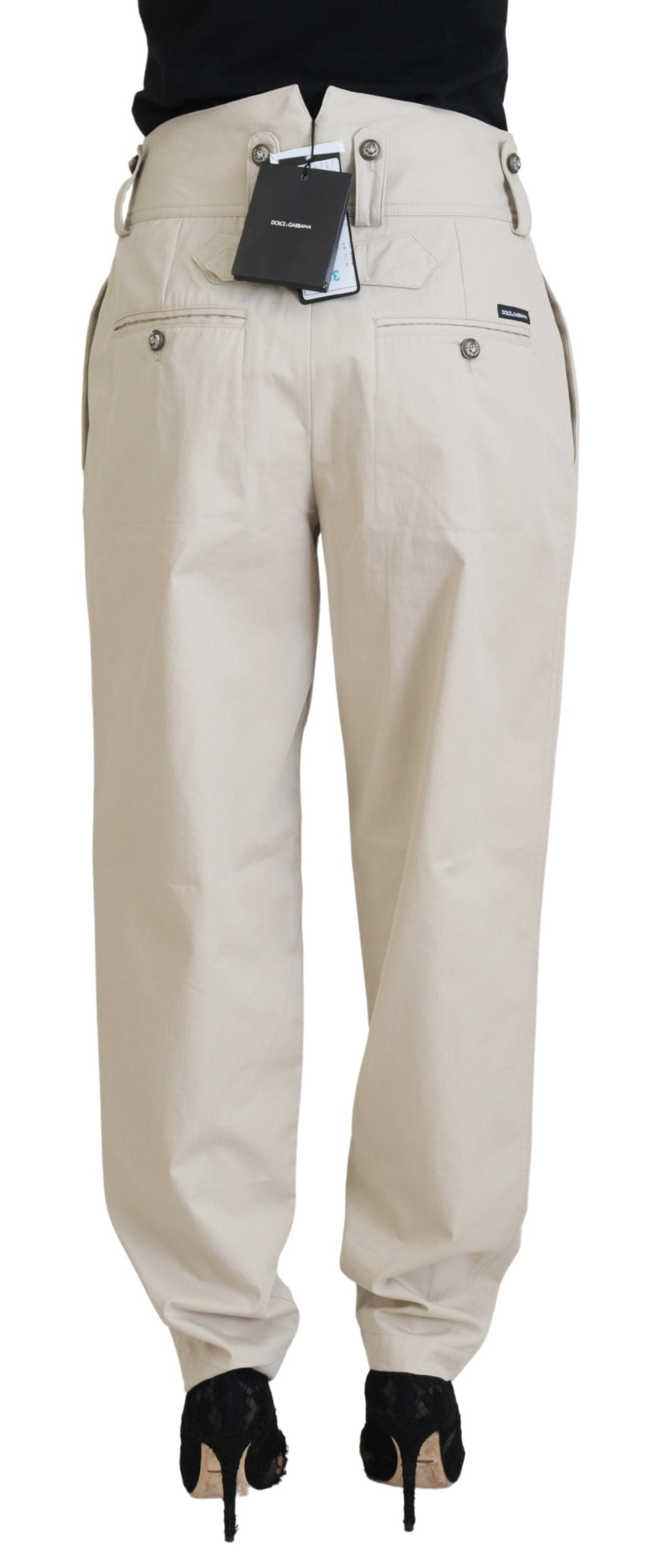 Dolce &amp; Gabbana Pantalon cargo femme en coton beige