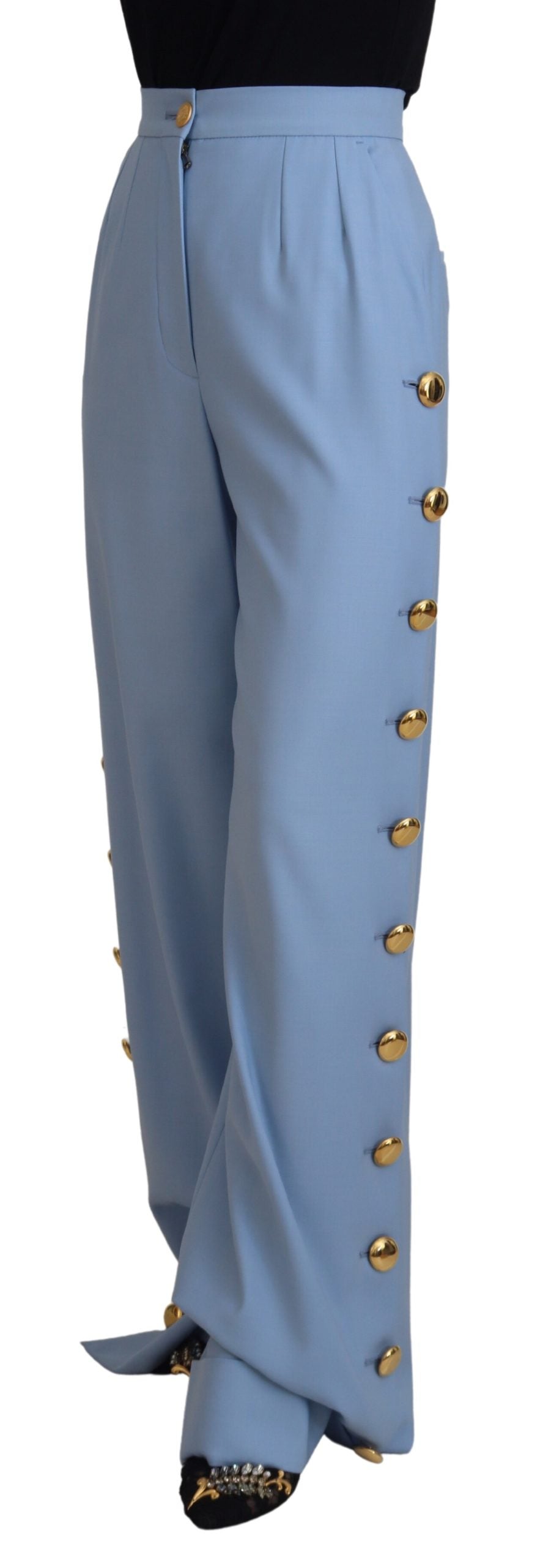 Dolce &amp; Gabbana Pantalon large boutonné bleu clair