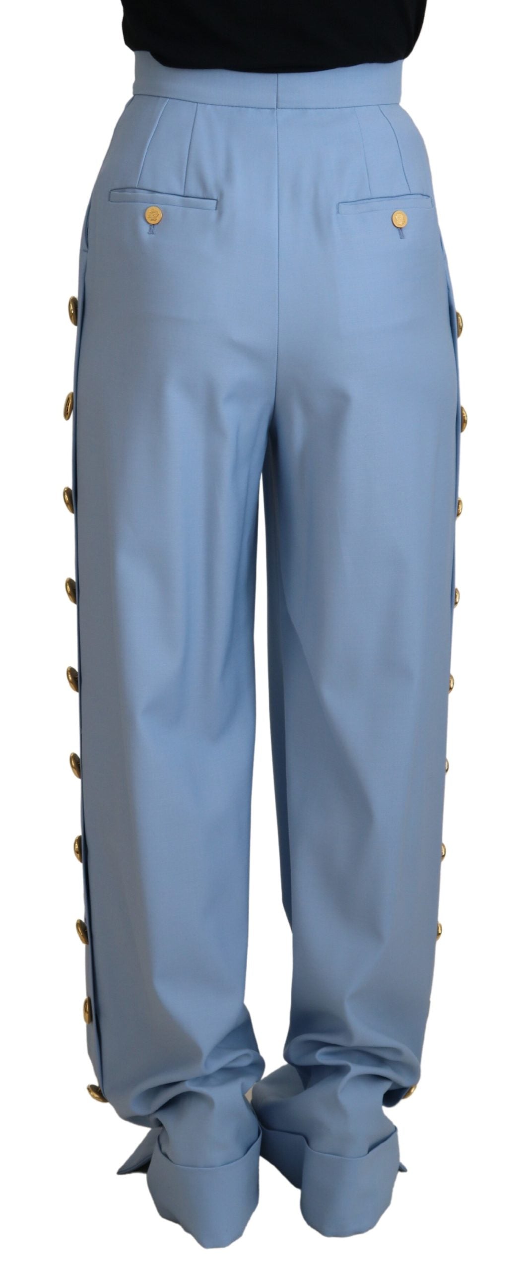 Dolce &amp; Gabbana Pantalon large boutonné bleu clair