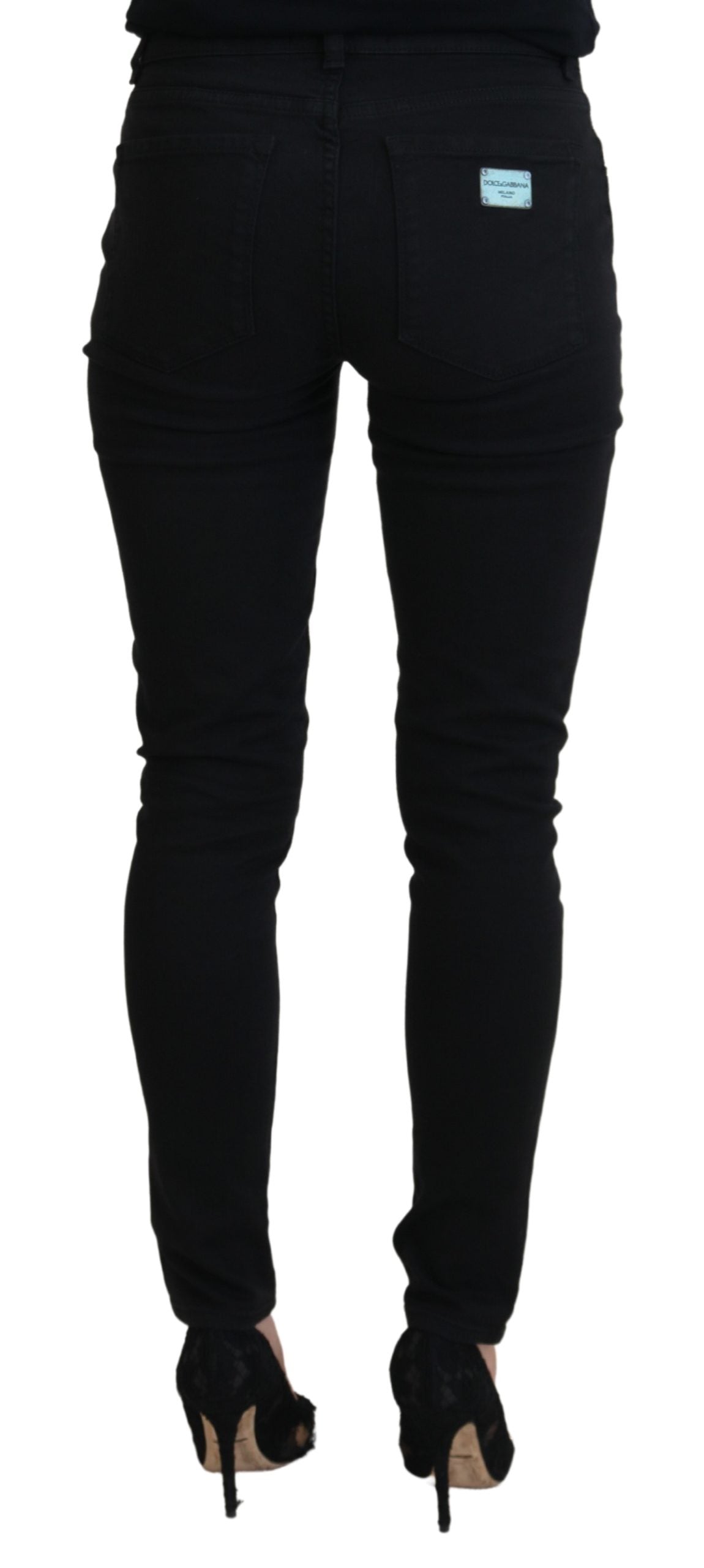 Dolce &amp; Gabbana Jean skinny en coton noir pour femme