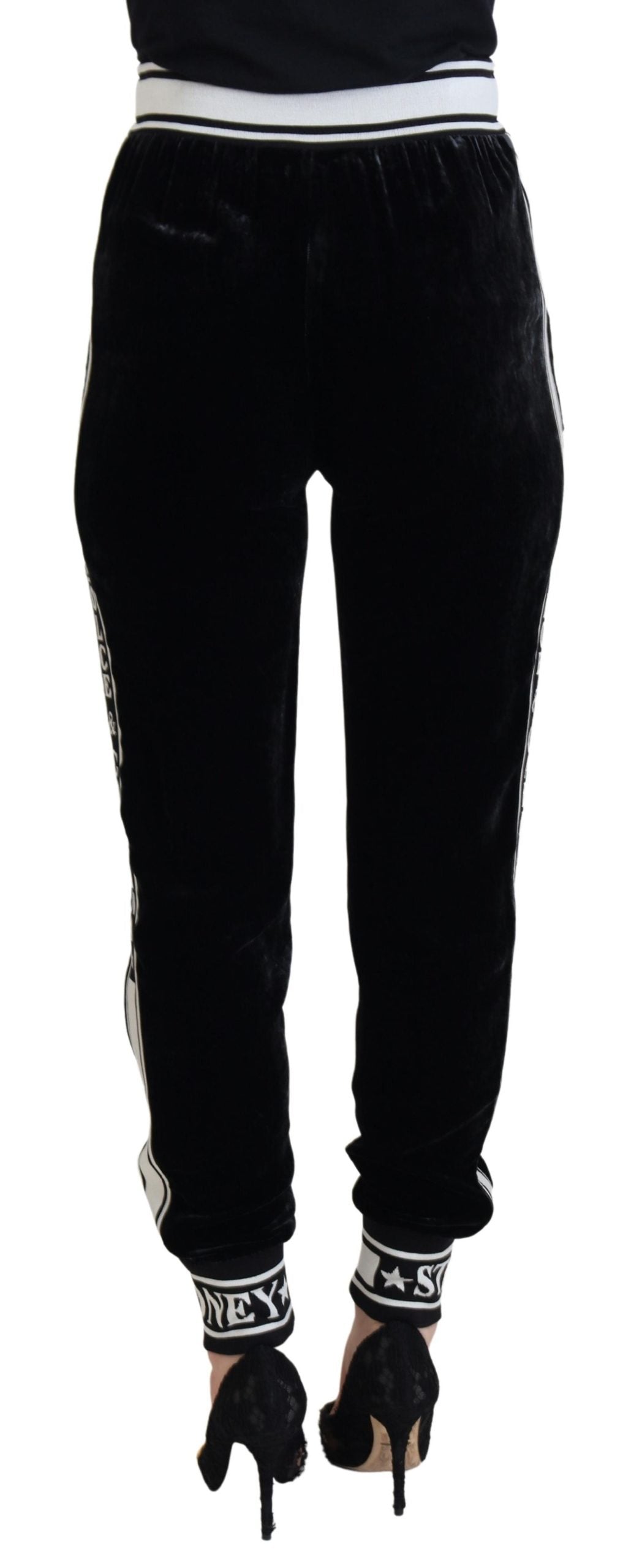 Dolce &amp; Gabbana Pantalon en velours noir avec logo DG