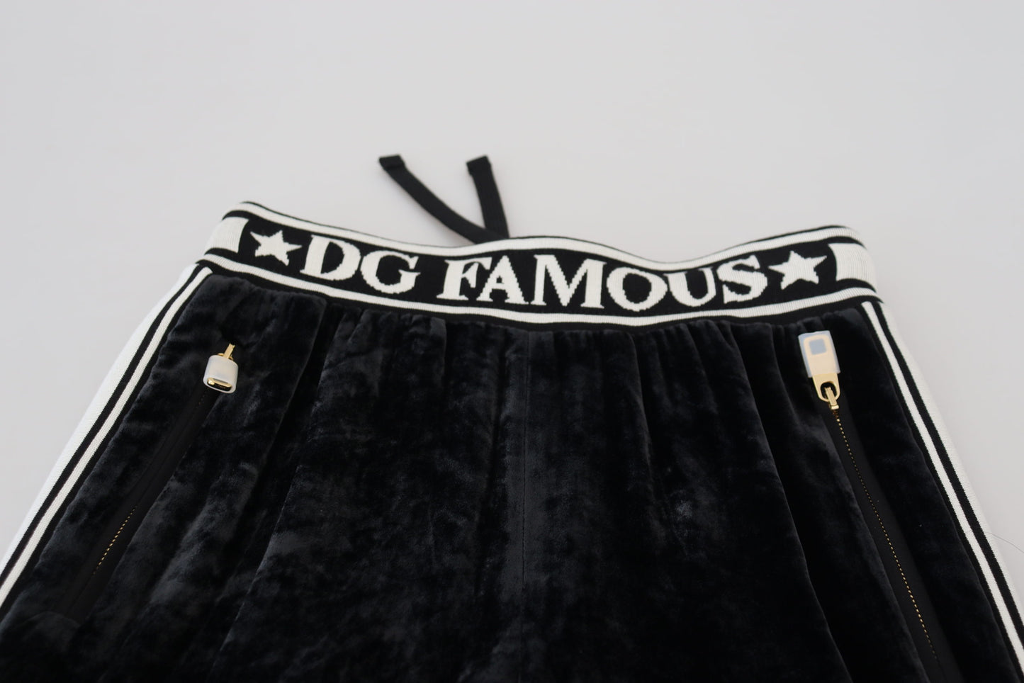 Dolce &amp; Gabbana Pantalon en velours noir avec logo DG