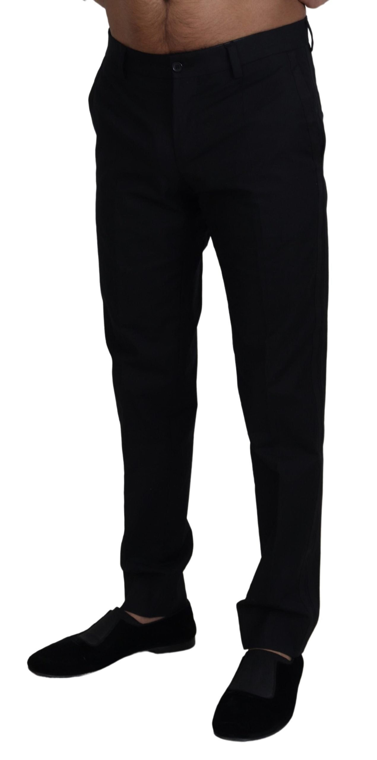 Dolce &amp; Gabbana Pantalon chino noir en coton formel