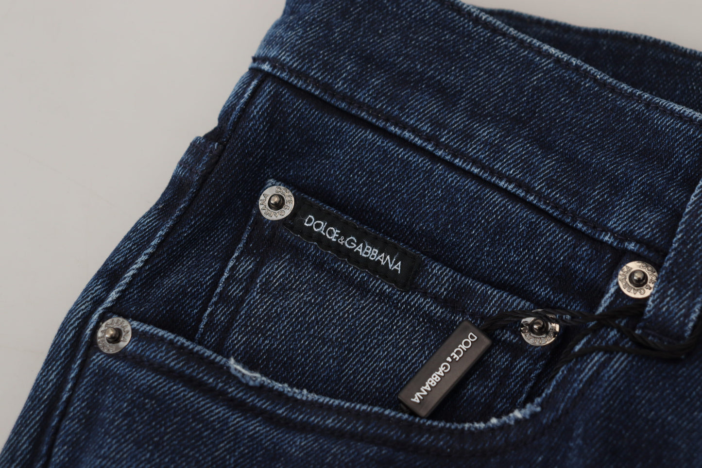 Dolce &amp; Gabbana Jean skinny en lambeaux de coton bleu