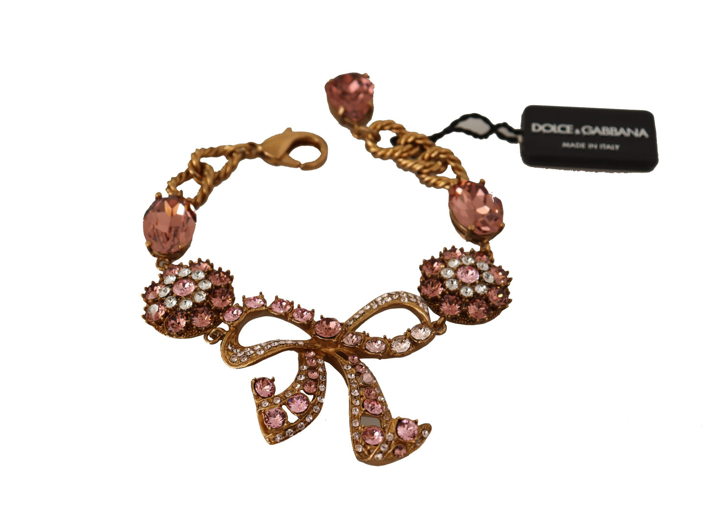 Dolce &amp; Gabbana Gold-Messing-Armband mit barocker Kristallverzierung