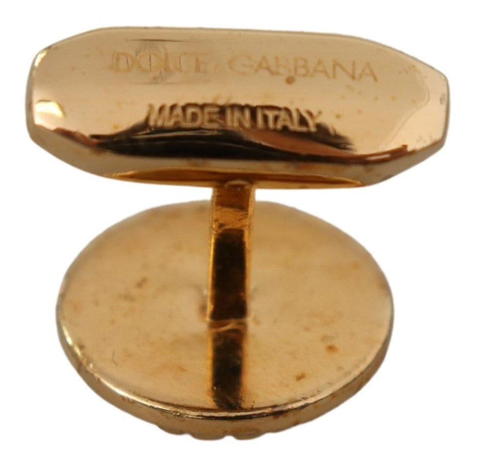 Dolce &amp; Gabbana Boutons de manchette ronds en laiton plaqué or pour hommes