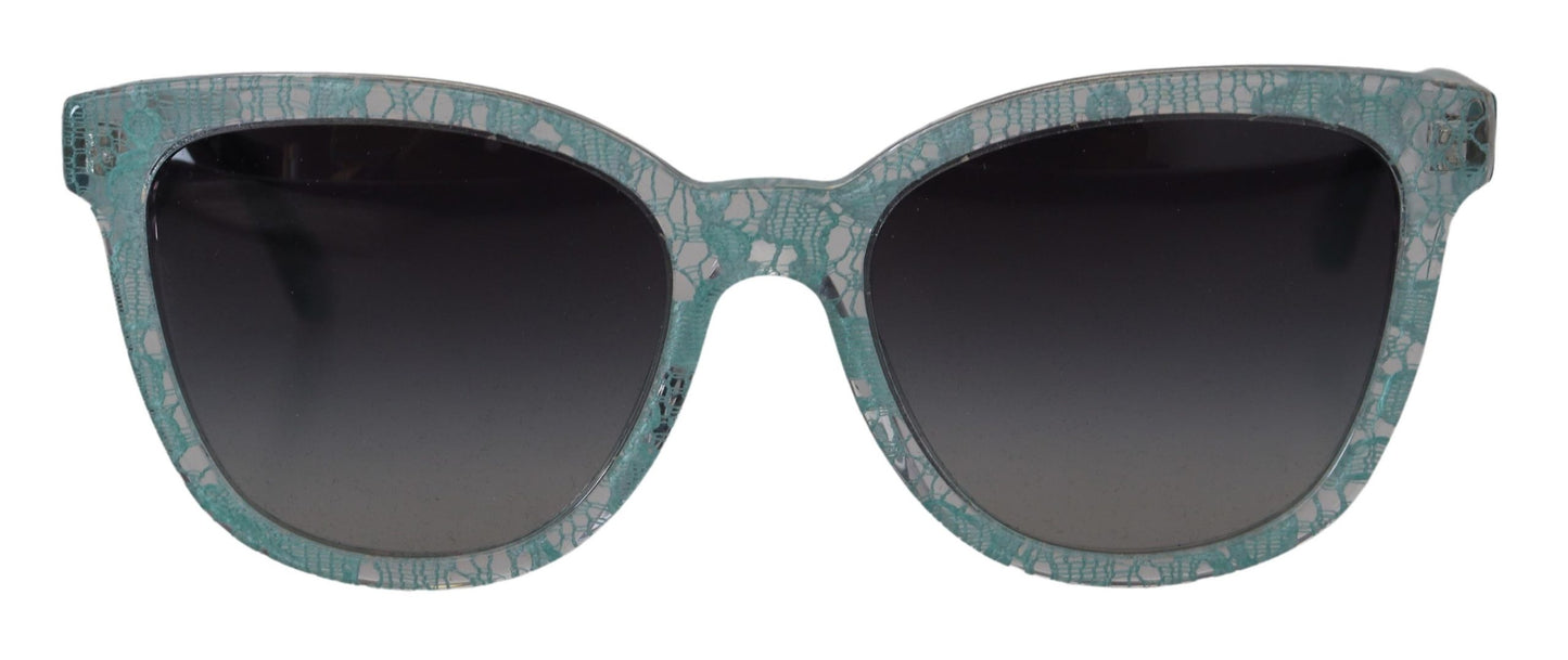 Dolce &amp; Gabbana Lunettes de soleil papillon en acétate de cristal et dentelle bleue DG4190