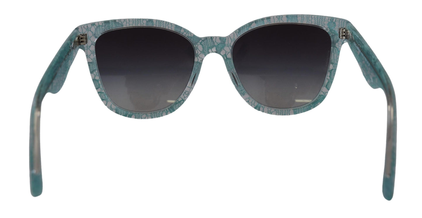 Dolce &amp; Gabbana Lunettes de soleil papillon en acétate de cristal et dentelle bleue DG4190