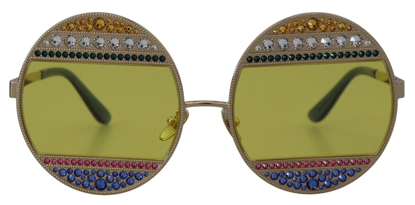 Dolce &amp; Gabbana Gold Oval Metal Crystals Shades DG2209B Sonnenbrille