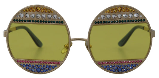 Lunettes de soleil Dolce &amp; Gabbana avec cristaux ovales dorés et cristaux DG2209B