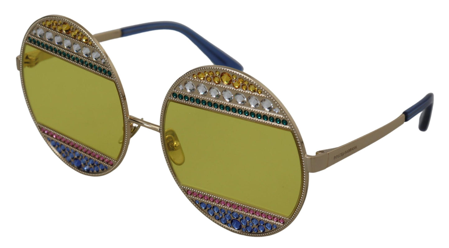 Dolce &amp; Gabbana Gold Oval Metal Crystals Shades DG2209B Sonnenbrille