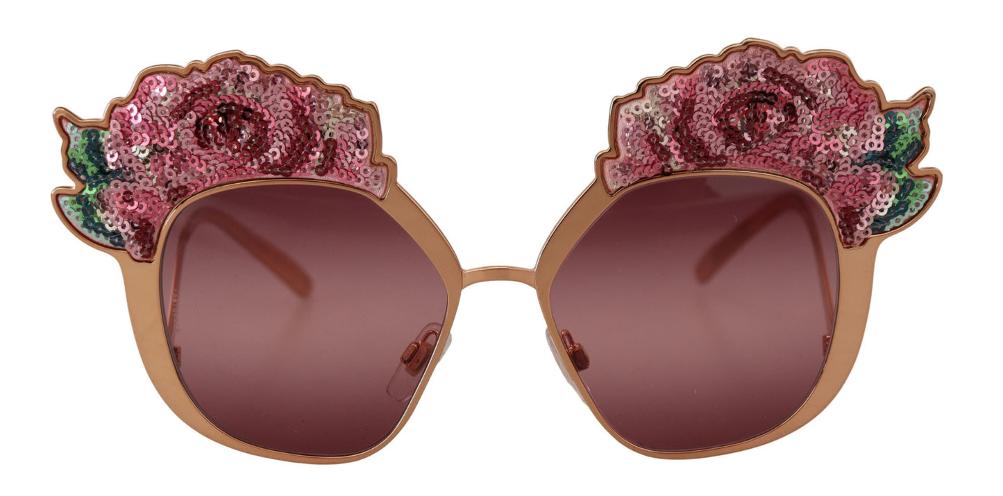 Dolce &amp; Gabbana Lunettes de soleil brodées à paillettes roses et or rose DG2202