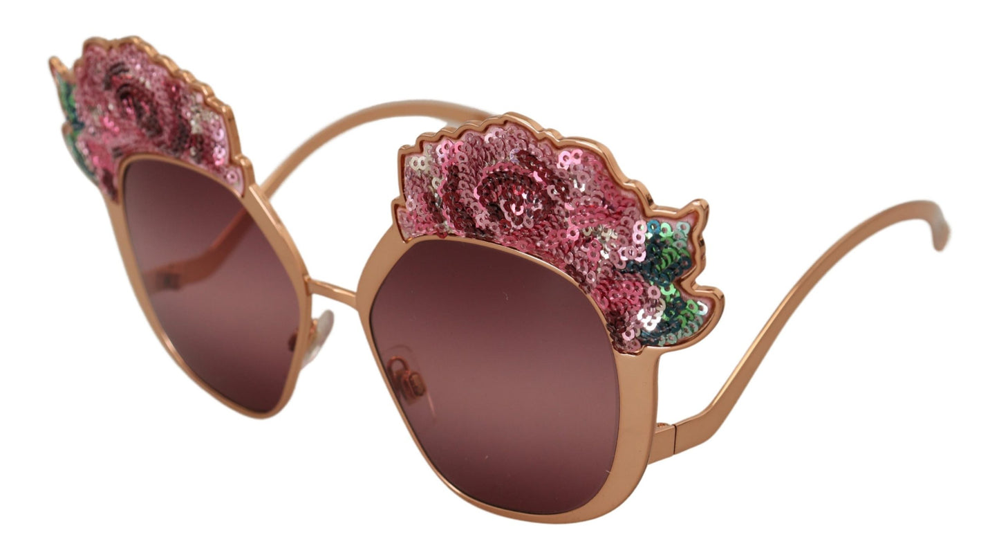 Dolce &amp; Gabbana Lunettes de soleil brodées à paillettes roses et or rose DG2202