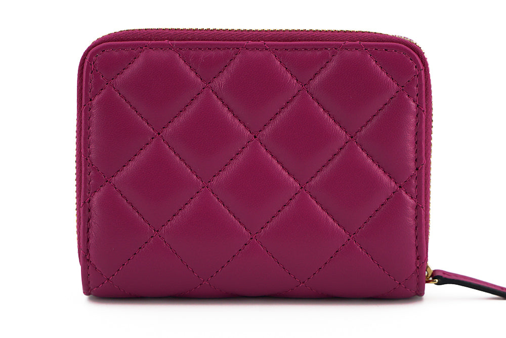 Portefeuille zippé à deux volets en cuir Nappa violet Versace