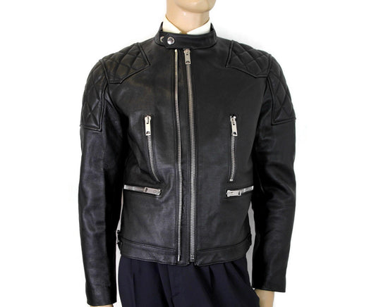 Burberry BurberryVeste motard matelassée en cuir noir Diamond homme