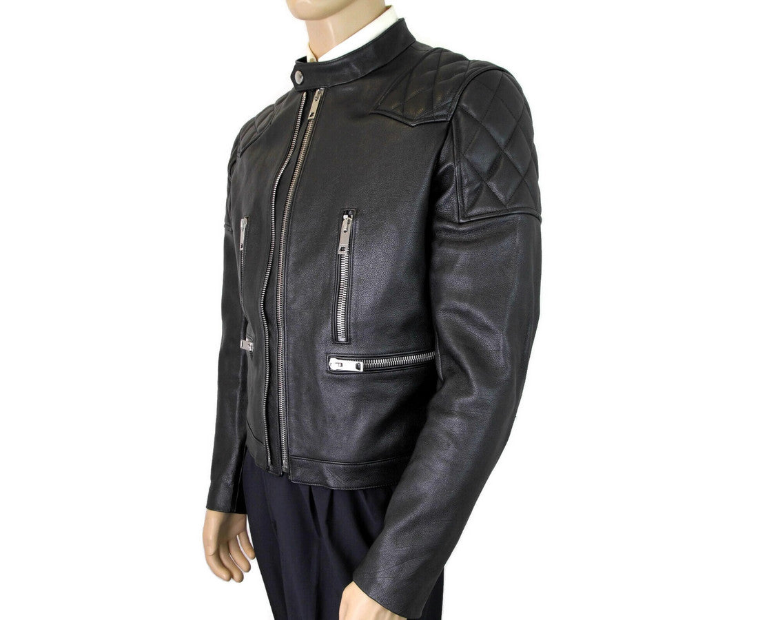 Burberry BurberryVeste motard matelassée en cuir noir Diamond homme