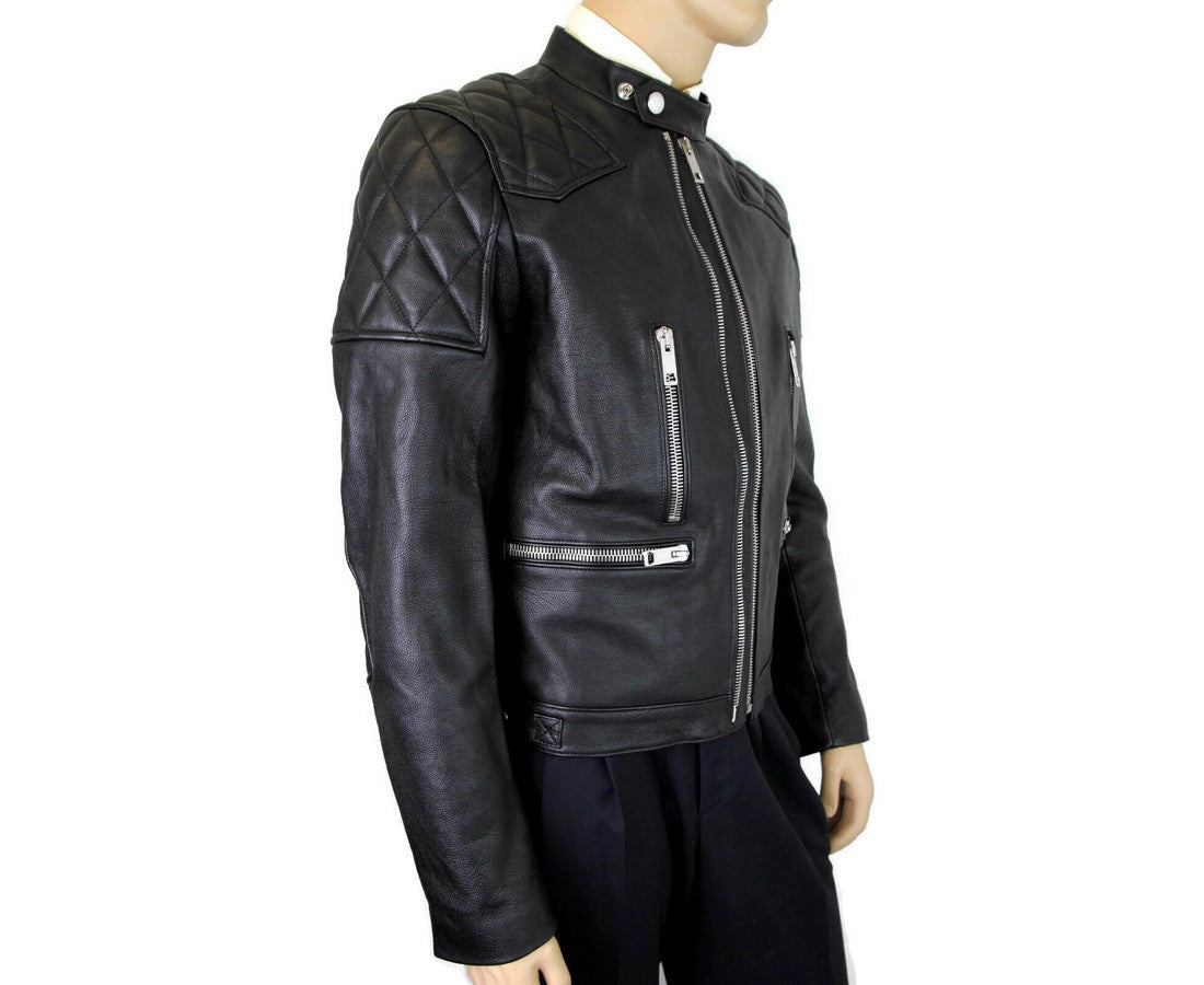 Burberry BurberryVeste motard matelassée en cuir noir Diamond homme