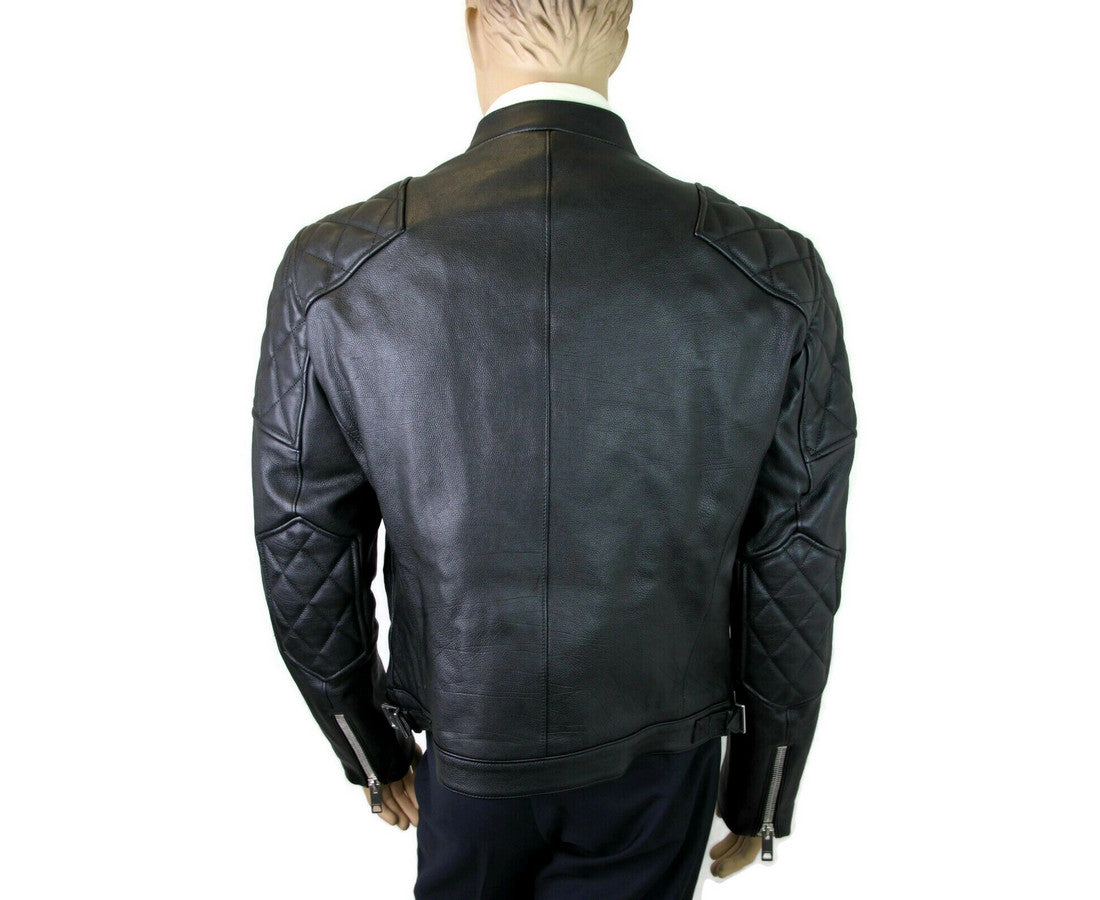 Burberry BurberryVeste motard matelassée en cuir noir Diamond homme